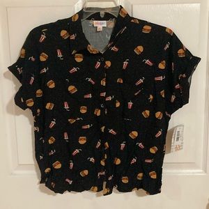 Burger and Shake LulaRoe Amy Button Down Shirt